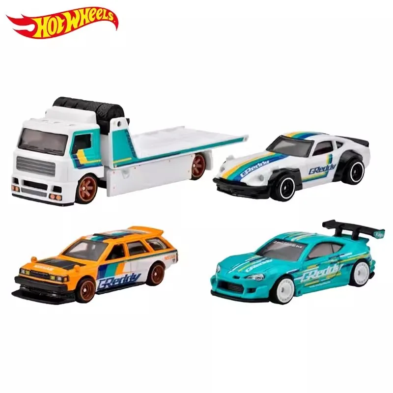 4pack Hot Wheels Premium GMH39 T CASE Fleet Street GReddy Race Cars Nissan Datsun Toy Car Model Cars Diecast 1:64 Hotwheels 1/64