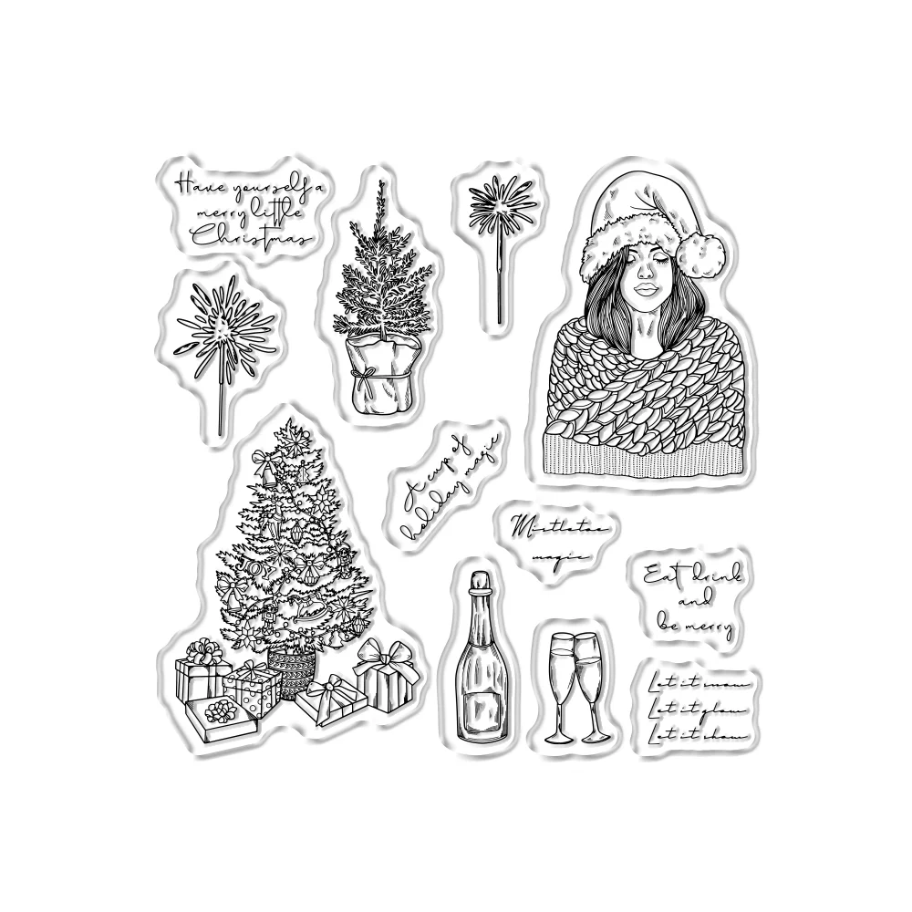 Mangocraft Boże Narodzenie Nowy Rok Wino i kobiety Przezroczysty stempel DIY Materiały do scrapbookingu Silikonowy stempel do tworzenia kartek Albumy Decor
