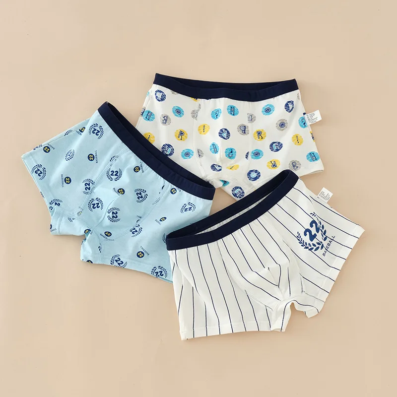 Boys' Pure Cotton Children's Medium And Large Children's Cotton Shorts Teenagers' Class A Flat Angle Boxer Shorts Pants