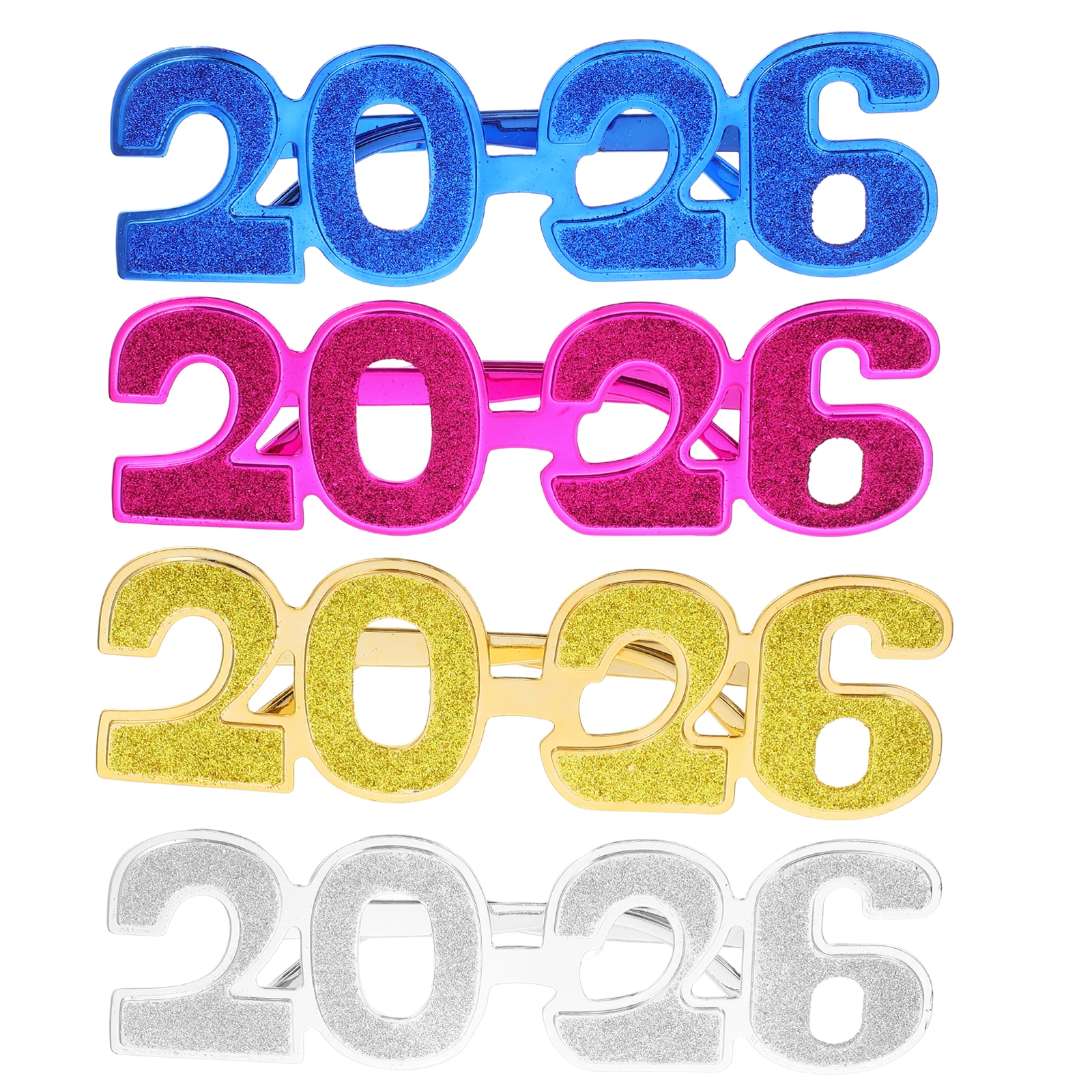 4 szt. Okulary na ukończenie szkoły 2026 z brokatem, okulary imprezowe z numerami, dla dzieci i dorosłych, na urodziny, Nowy Rok, rekwizyty do zdjęć, okulary imprezowe