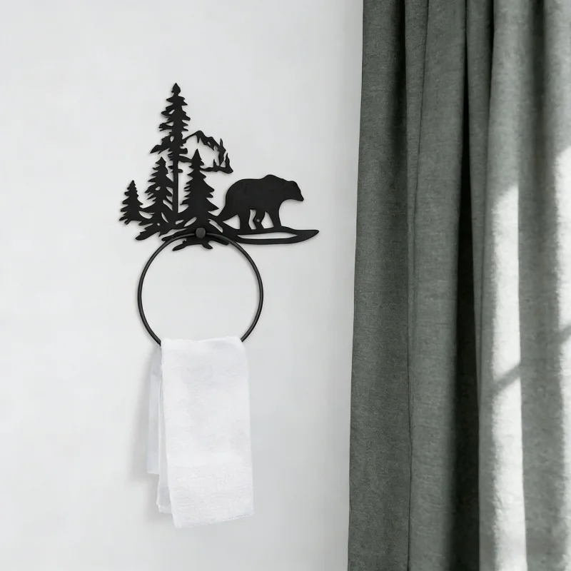 

Современное минималистичное матовое черное круглое кольцо для полотенец из космического алюминия, настенная вешалка для ванной комнаты, кухонная вешалка для полотенец, фурнитура для ванной