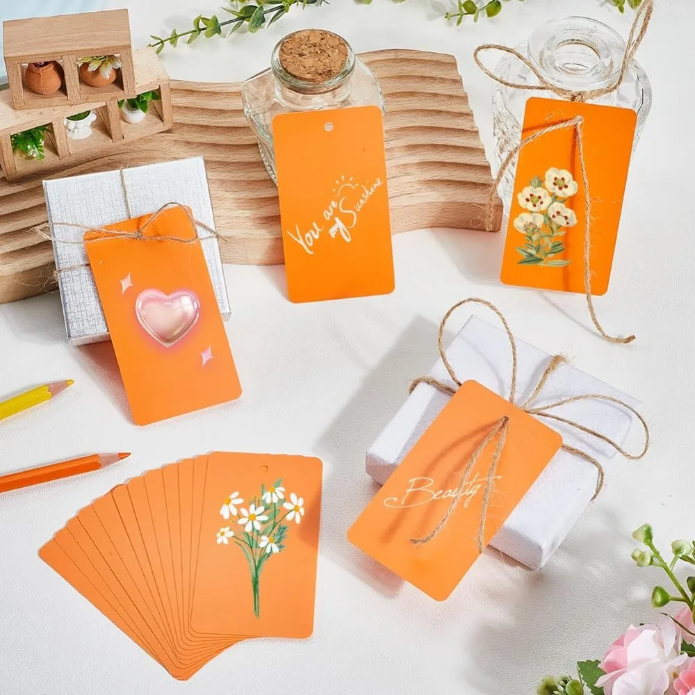 100Pcs Orange Waterproof Tags Blank Plastic Labeling Tags 5 x 9cm Rectangle Shipping Hanging Identification Name Eyelet Wires - view 4
