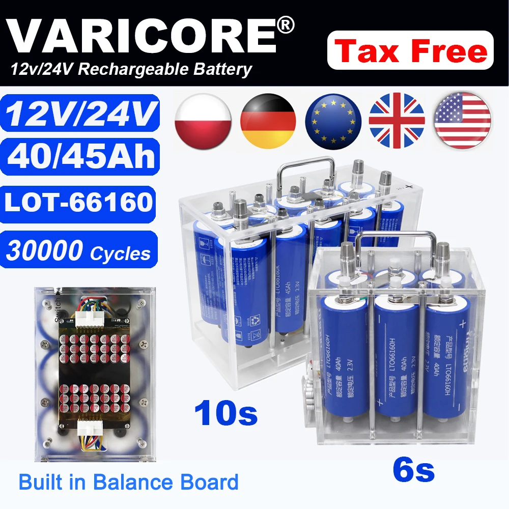 

Yinlong 12 В/24 В 45 Ач 40 Ач литий-титанатная аккумуляторная батарея LTO 66160 10C Power Встроенная балансирующая плата Аудио налог бесплатно