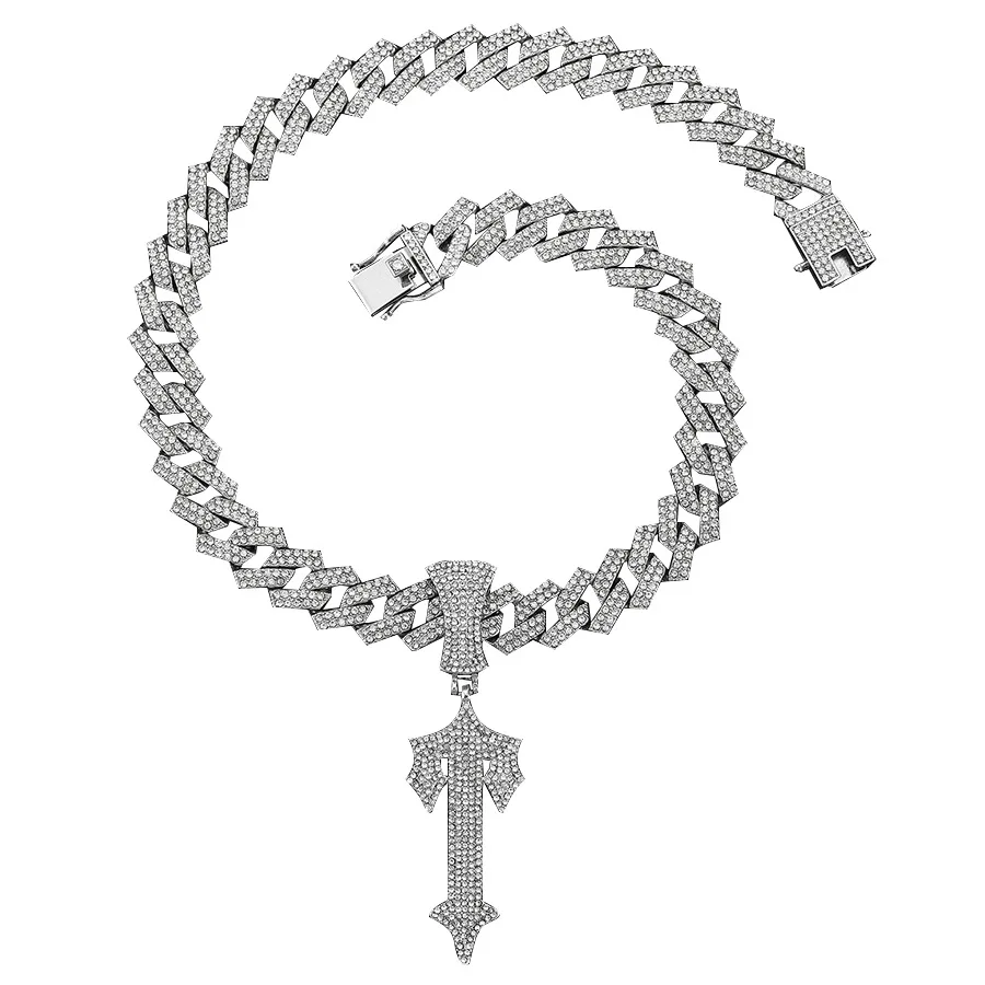 DIY accessories Vång cchthp Alloy Cross Sword Pendant Full Diamond Cuban Chain Cross Border Men's Pendant view 4