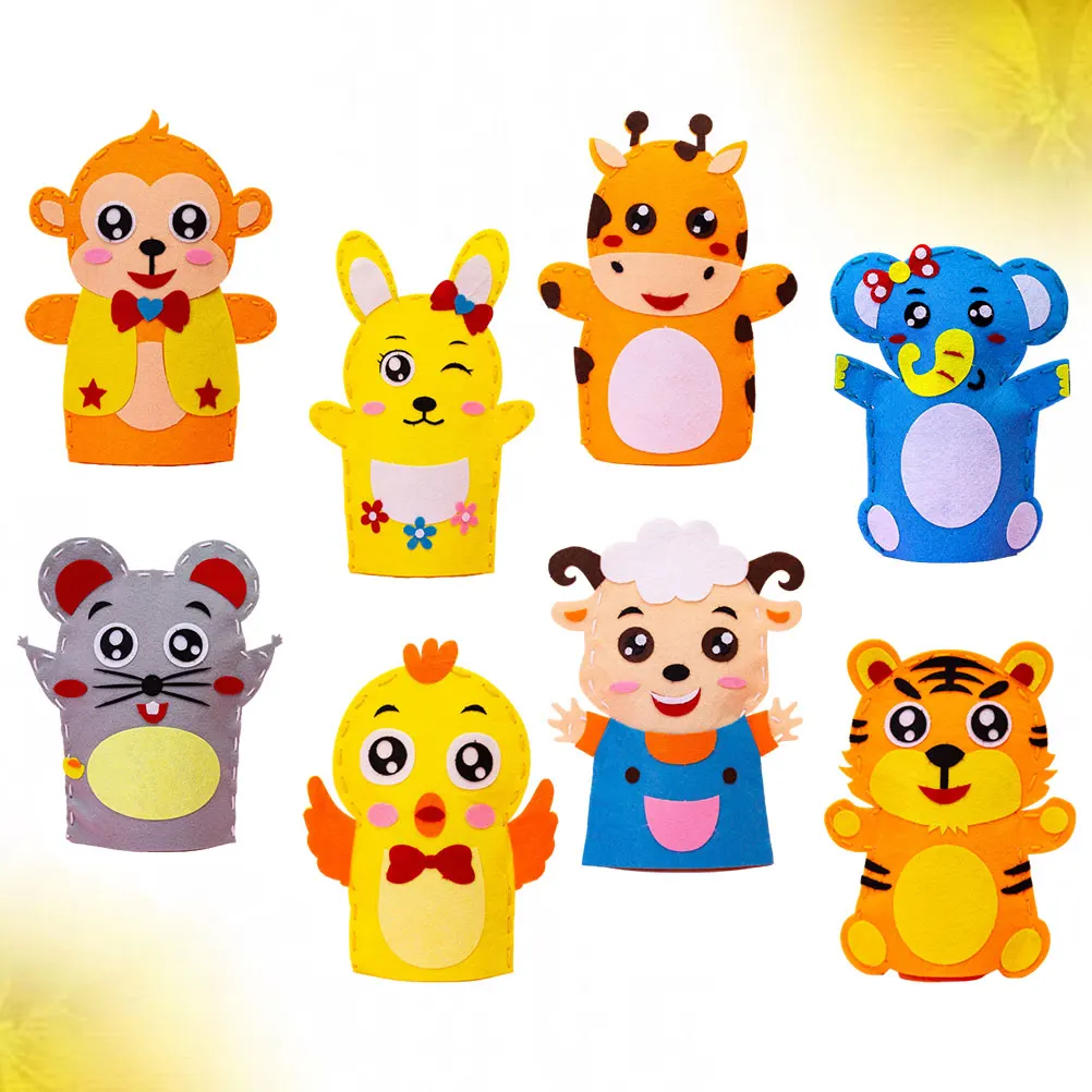 Bolsa de Material para marionetas de mano, Kit de costura para principiantes, manualidades de juguete, fabricación de niños pequeños, 8 Uds.