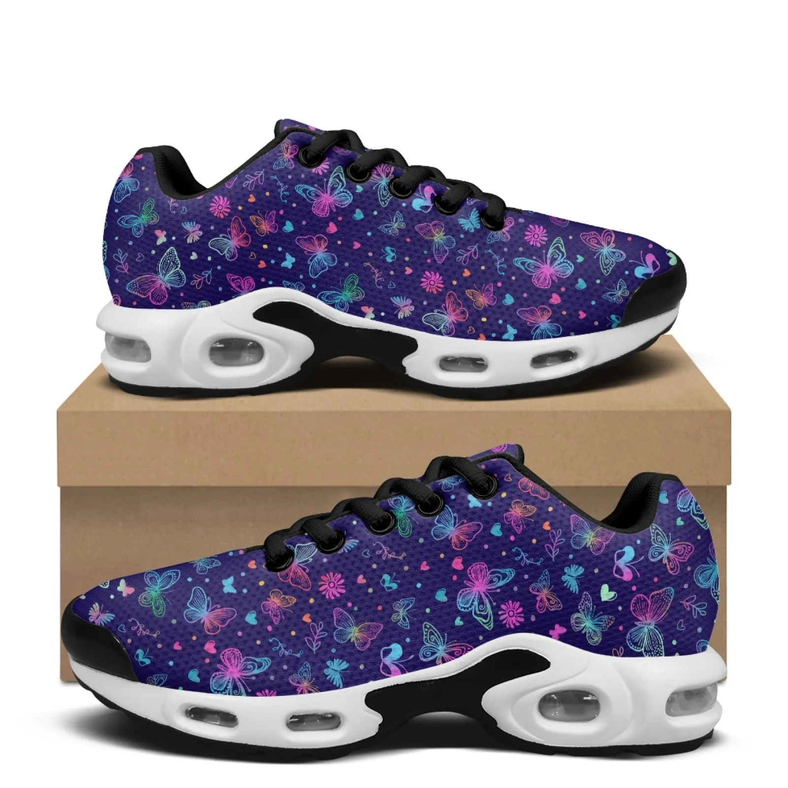 Air Cushion Jogger Shoes Men - PENSTROLL ネオンバタフライラブ 通気性メッシュジョガースニーカー ウォーキング用エアクッションレースアップカジュアルシューズ