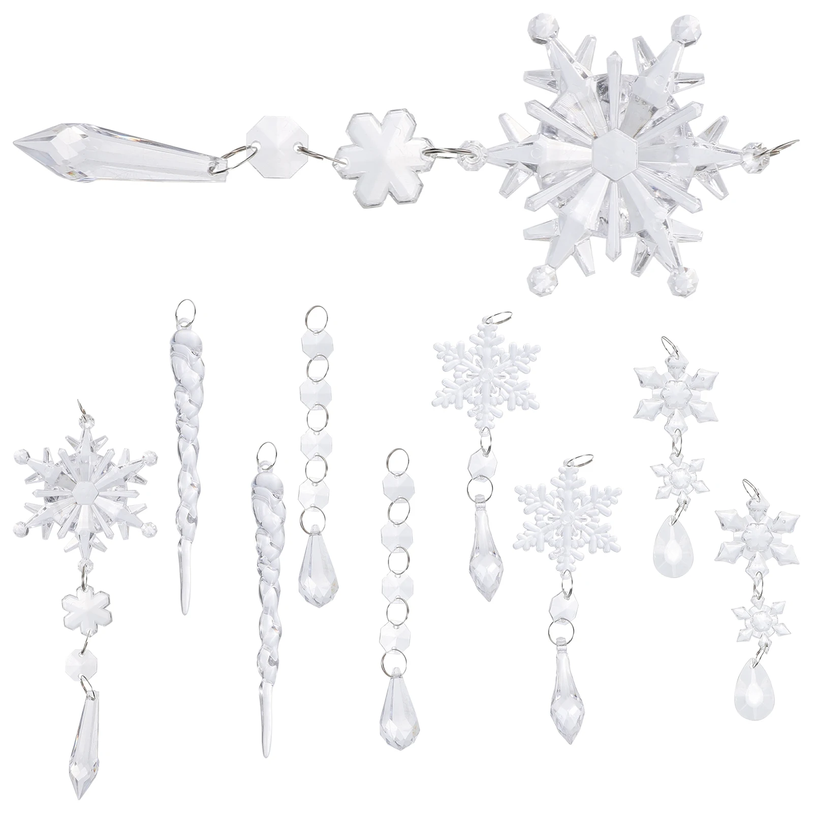 

10pcs Transparent Acrylic Snowflake naments for Christmas Tree Decor Hanging Pendants Xmas Party DIY Centerpieces