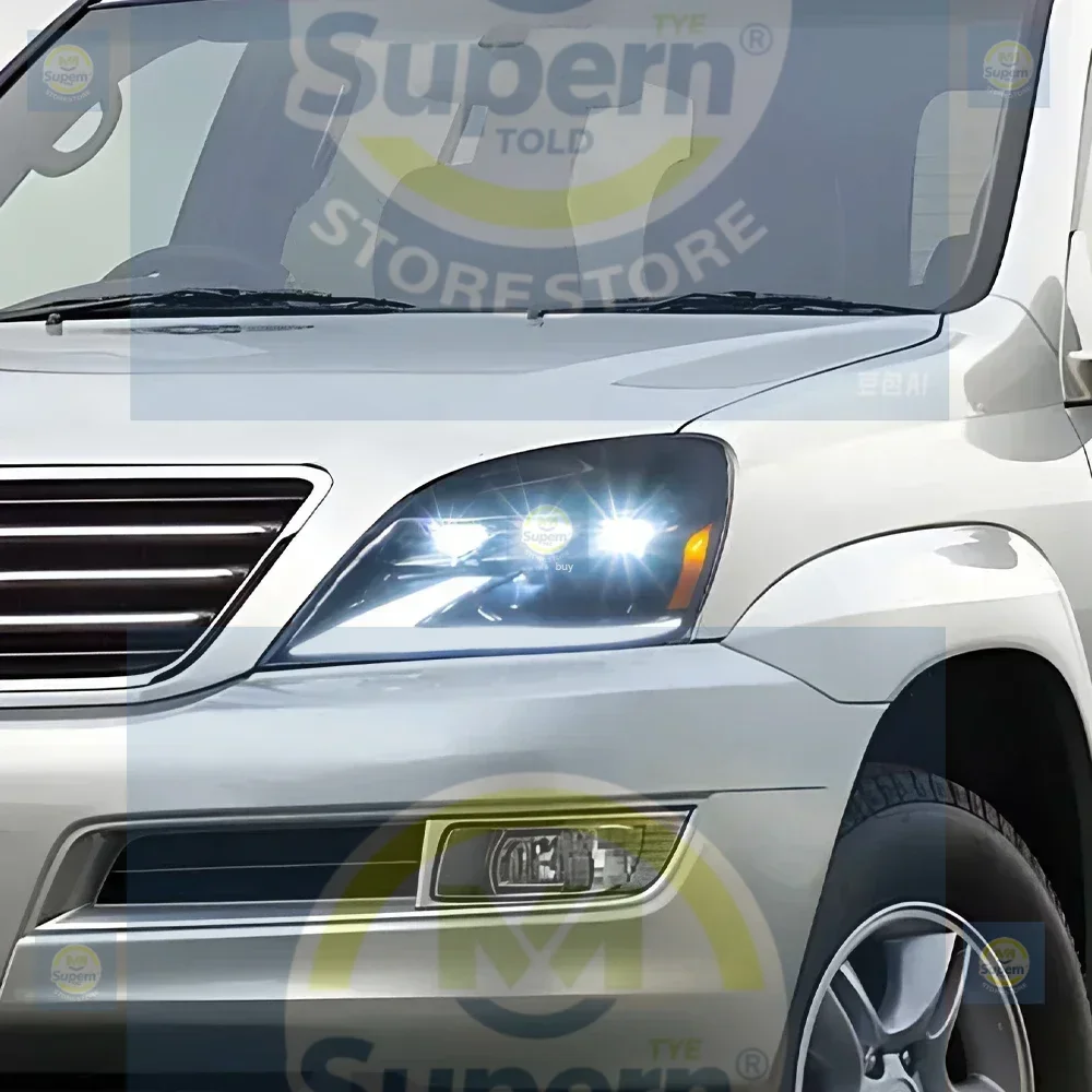 

Автомобильные фары в сборе для Lexus GX470 2003-2009, светодиодные передние фонари автомобиля, высококачественные динамические аксессуары для линз проектора с 3 линзами