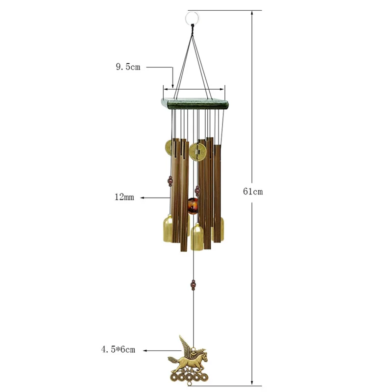 -HOPE Медная трубка Колокольчик ветра Серебряная трубка Колокольчик ветра Открытый садовый дверной подвесной декор Медный мультитрубный колокольчик Колокольчик для дома