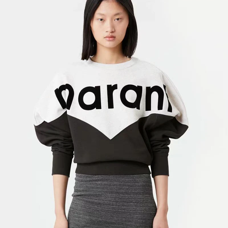 2025 Nieuwe Herfst Winter Dames Fce ronde hals Sweatshirt Klassiek Logo Kleur Blo Velvet Print Street Sle Katoenmix