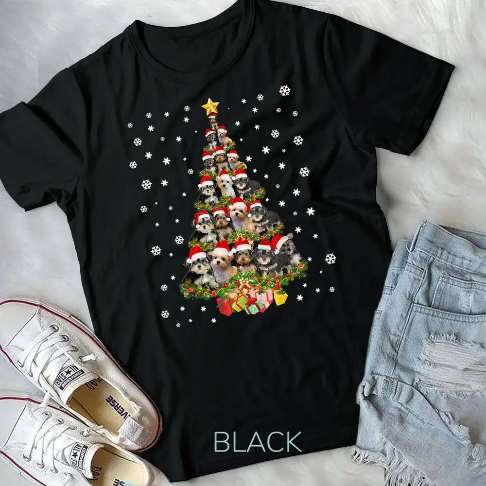 Cute Morkie Dog Christmas Tree Gifts Decor Xmas Tree T-Shirt Unisex T-shirt High Quality 100%Cotton Short Sleeve