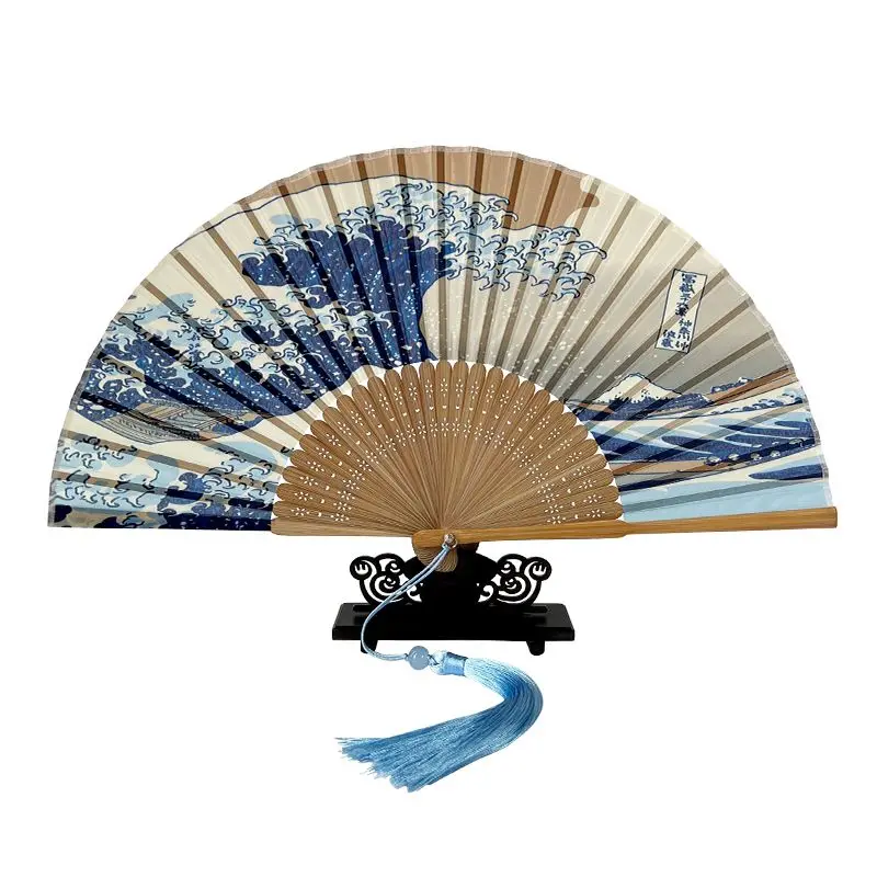 Ukiyo E Wave Fuji Mountain Folding Fan Hokusai Style Japanese Summer Cooling Daily Fan for Men Women Portable Gift Photo Prop