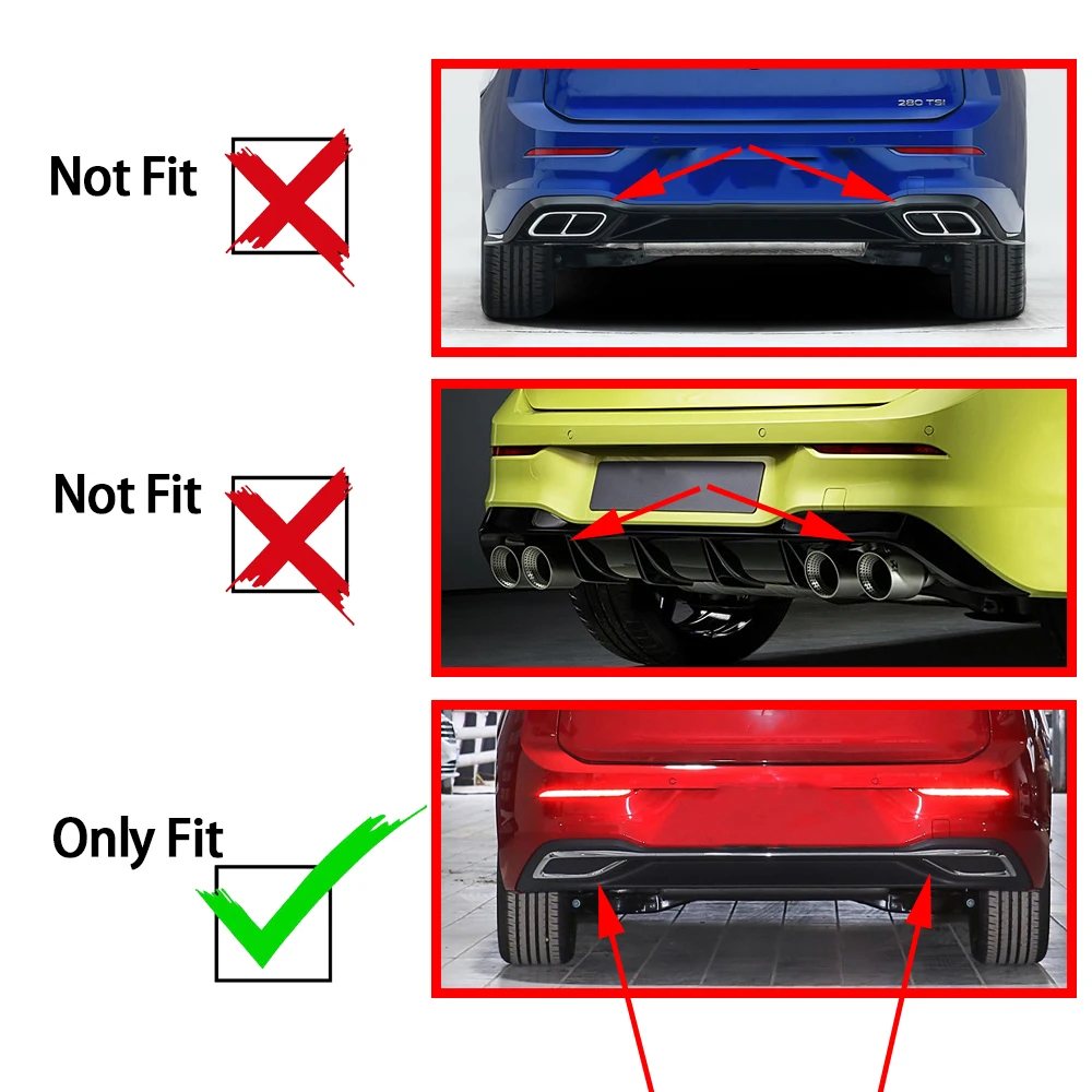 ABS Glossy Black Car Rear Bumper Trim Tail Throat Decoration Sticker For VW Golf 8 MK8 2020 2021 2022 2023 2024 Car Accessories