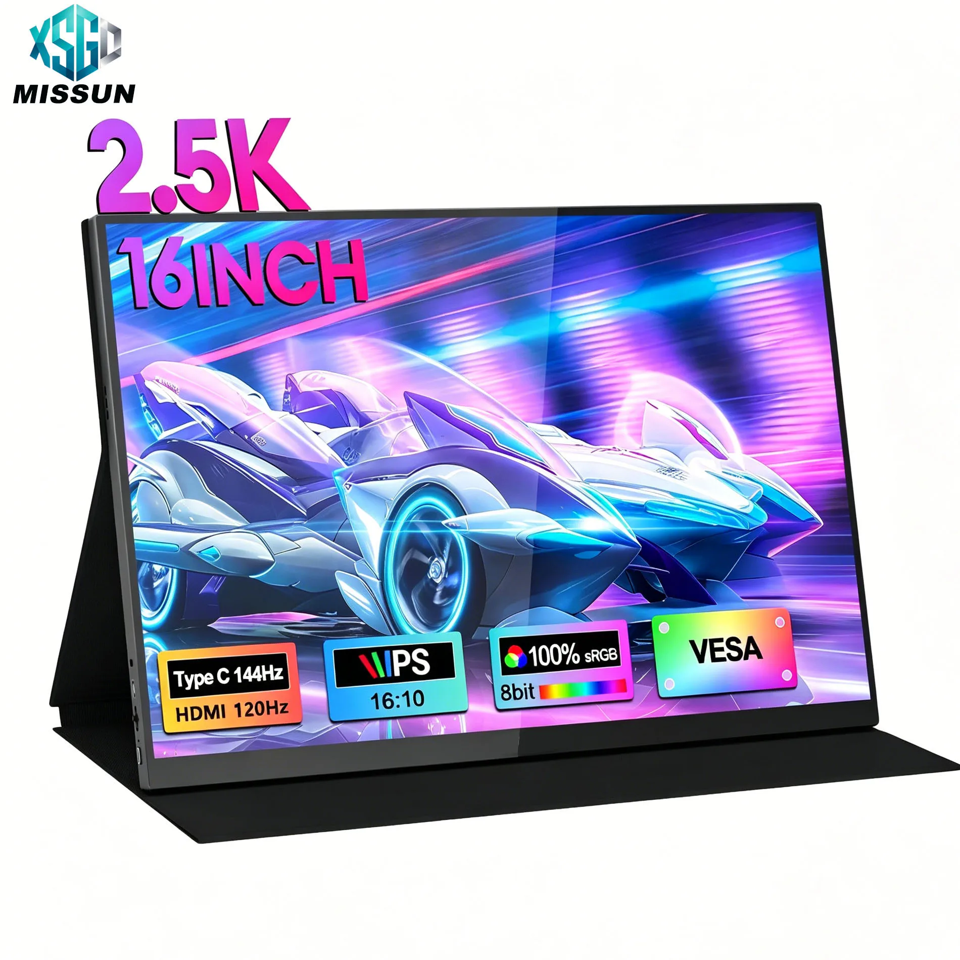 Monitor Portátil de 16'' 2.5K 120hz Sem Tela Sensível ao Toque 2560*1600 100%sRGB 300Cd/m² Display de Viagem para Laptop como Segunda Tela