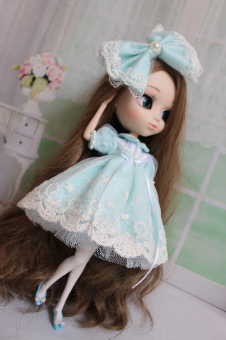 

Одежда Blythe 1/6, 30 см, сине-розовое фотоплатье (подходит для Pullip,Ob24, Licca)