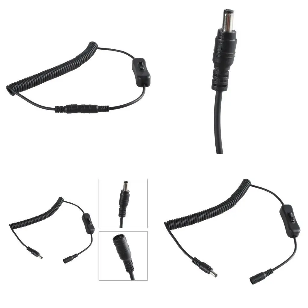 

31BA Spring Coiled 5.5x2.1mm Extension Cord Power Cable for LED Lights and Notebook