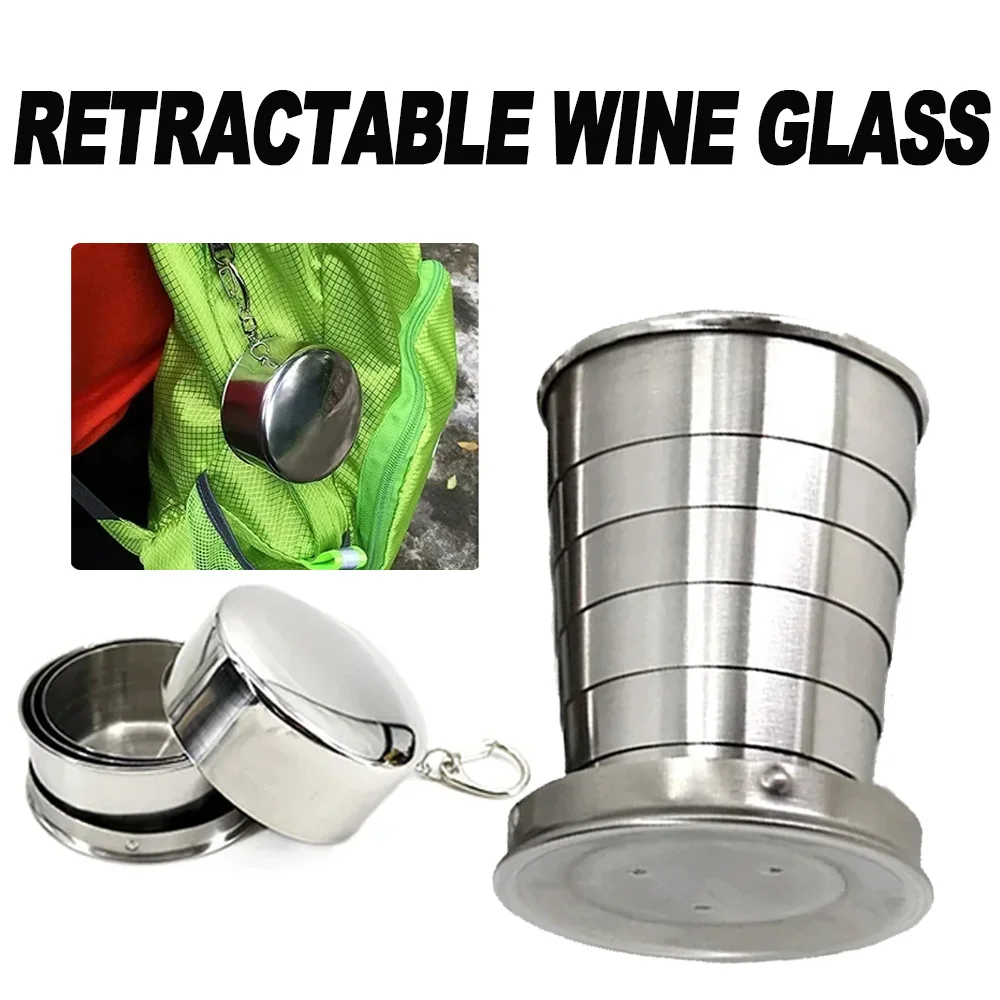 

75/150/250ML Stainless Steel Folding Cup Camping Cookware Retractable Cup Teacups Teaware Camp Utensils Tableware Folded Cup