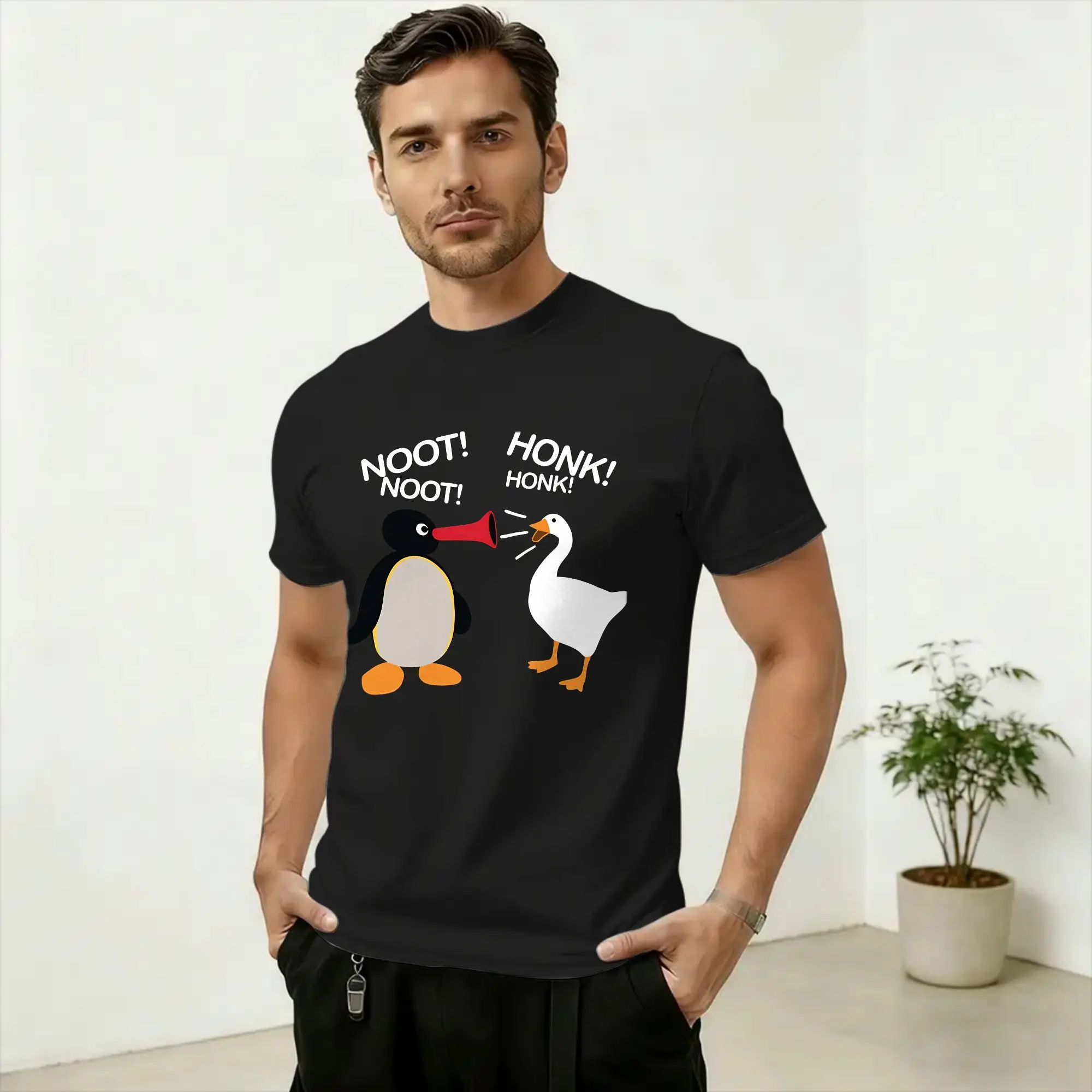 Мужские футболки Noot Noot Honk Pingu, хлопковые топы, крутые футболки с короткими рукавами и круглым вырезом, футболки с принтом