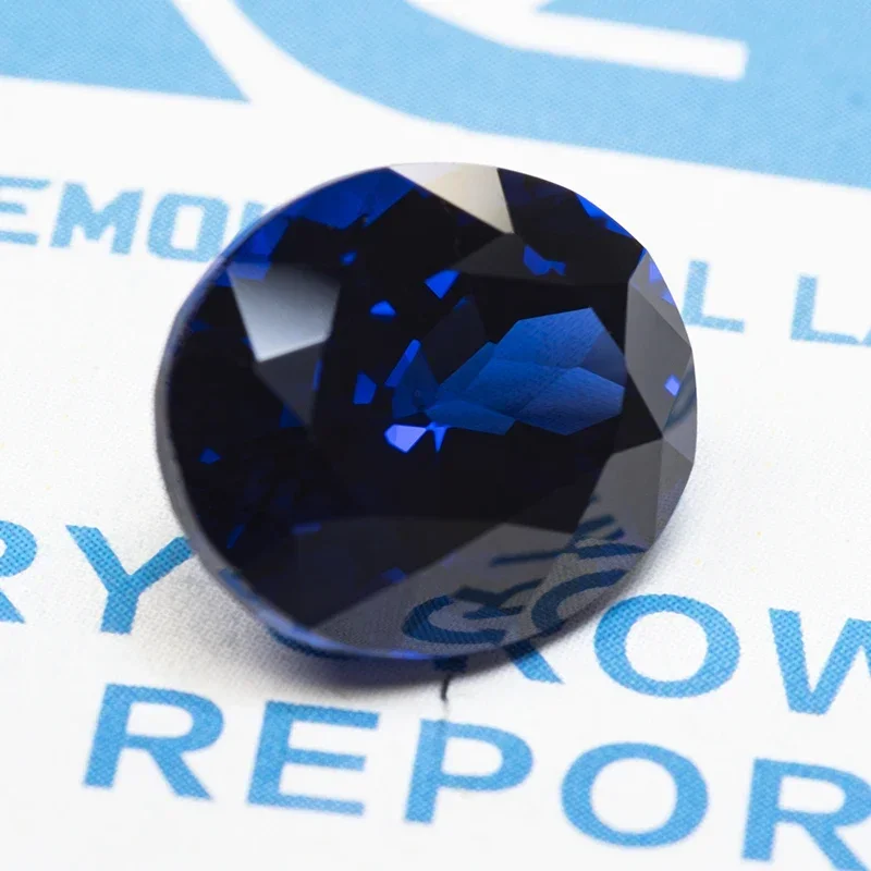 Lab tumbuh safir bentuk Oval Royal Blue VVS1 batu permata untuk jimat Diy membuat perhiasan gelang cincin dapat dipilih sertifikat AGL