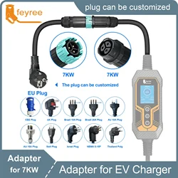 feyree 7kw Adattatore di ricarica per veicoli elettrici a UE AU Brasile Adattatore maschio Connettore per caricabatterie EV Spina personalizzata per auto elettrica