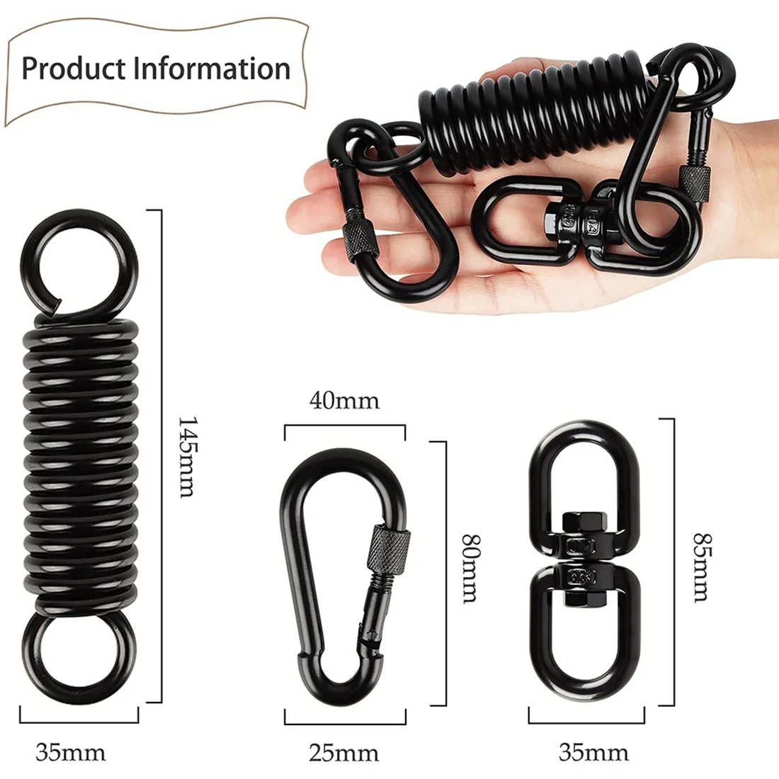 Swing Spring for Hanging Chair,with 2 Snap Hooks&360° Swivel Hook,Load Capacity 250Kg for Hanging Chair,Hammock,Yoga,Etc