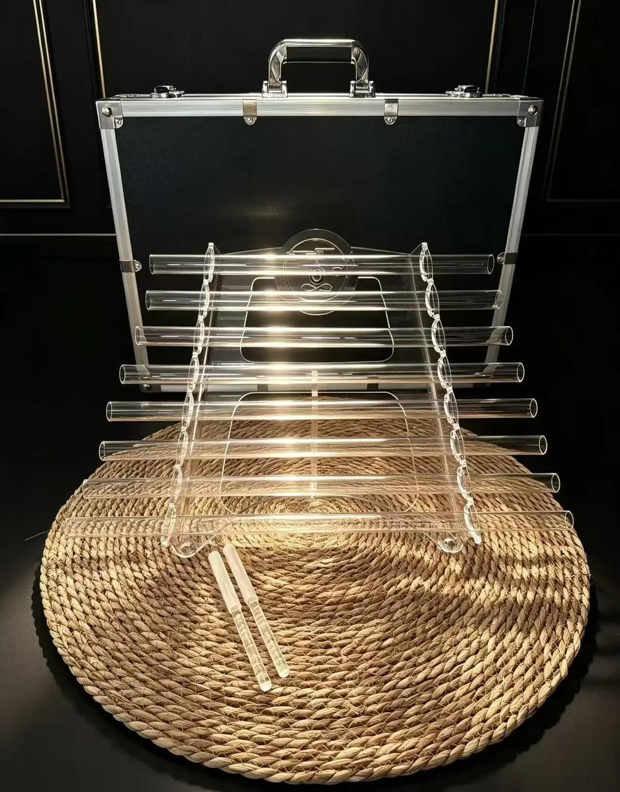 432hz Clear Instrument 8 Notes Crystal Singing Harp With Case And Accessories tigela de cristal quartzo meditation crystal