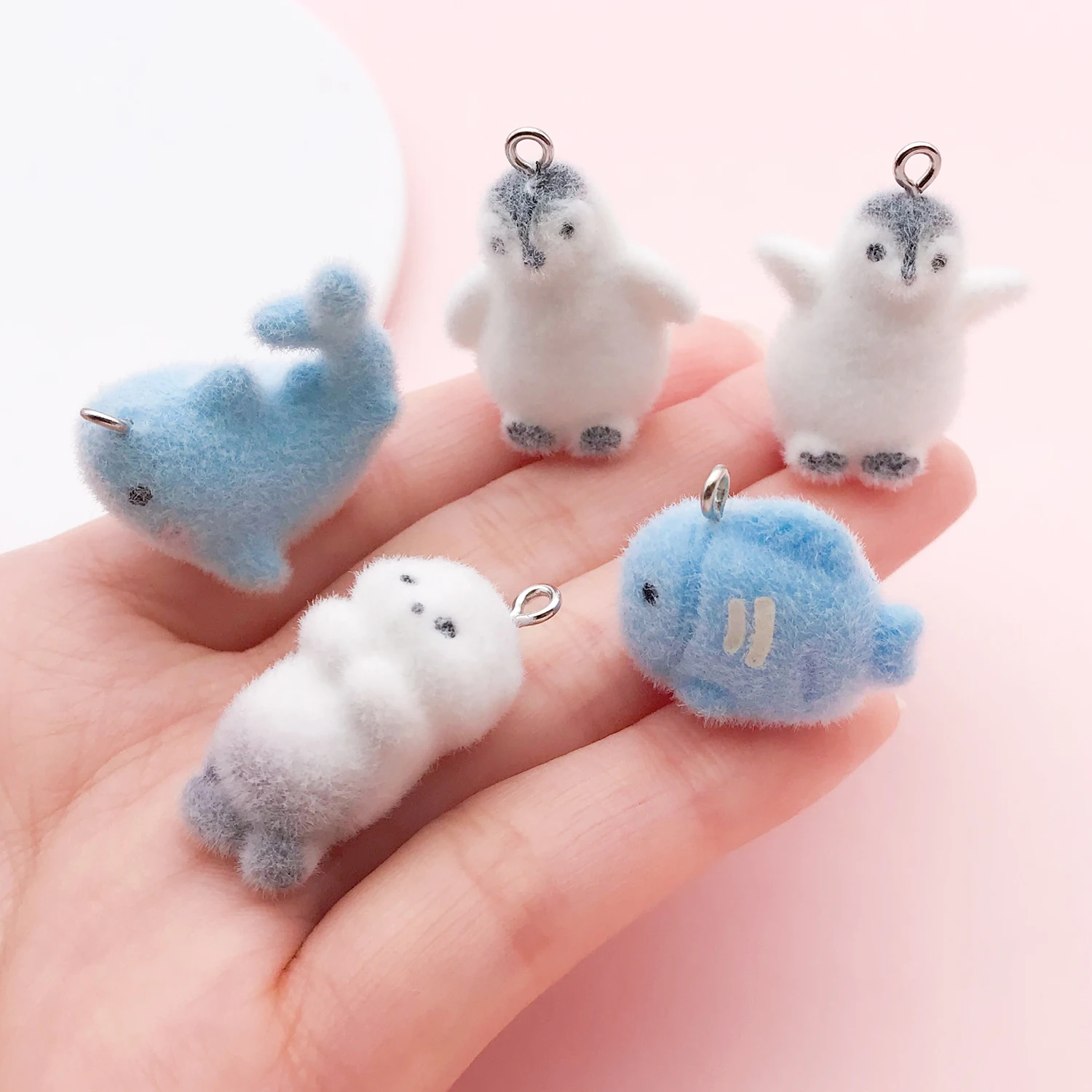 5pcs Resin Flocking 3D Marine Organisms Pendant Jewelry Making DIY Earrings Charms for Jewelry Bracelets Necklace