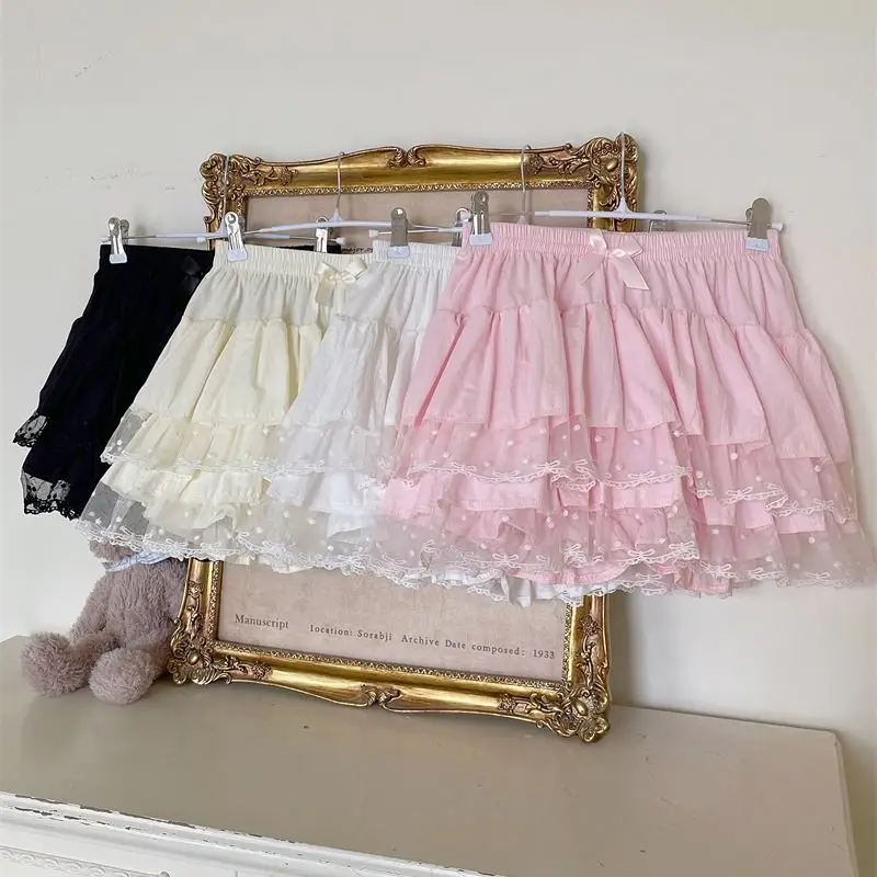 

Japanese Retro Mini Skirt Women Vintage Lace Kawaii Lolita Style Skirt Sweet 2000s Fashion Skirt Chic Outfits New