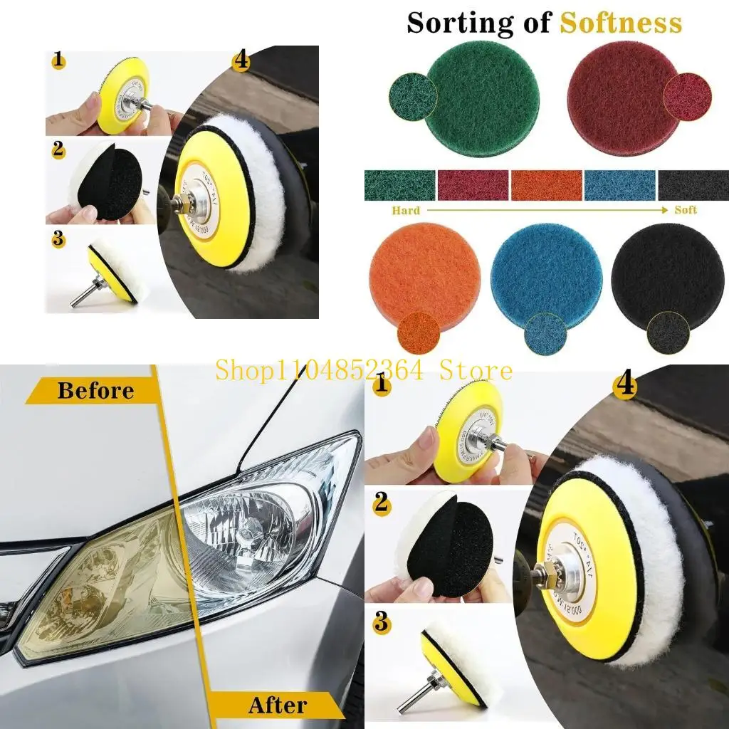 

652F Car Furlight Restorationkit, 3 -дюймовые реставратор задних подушечников, шлифовальные диски