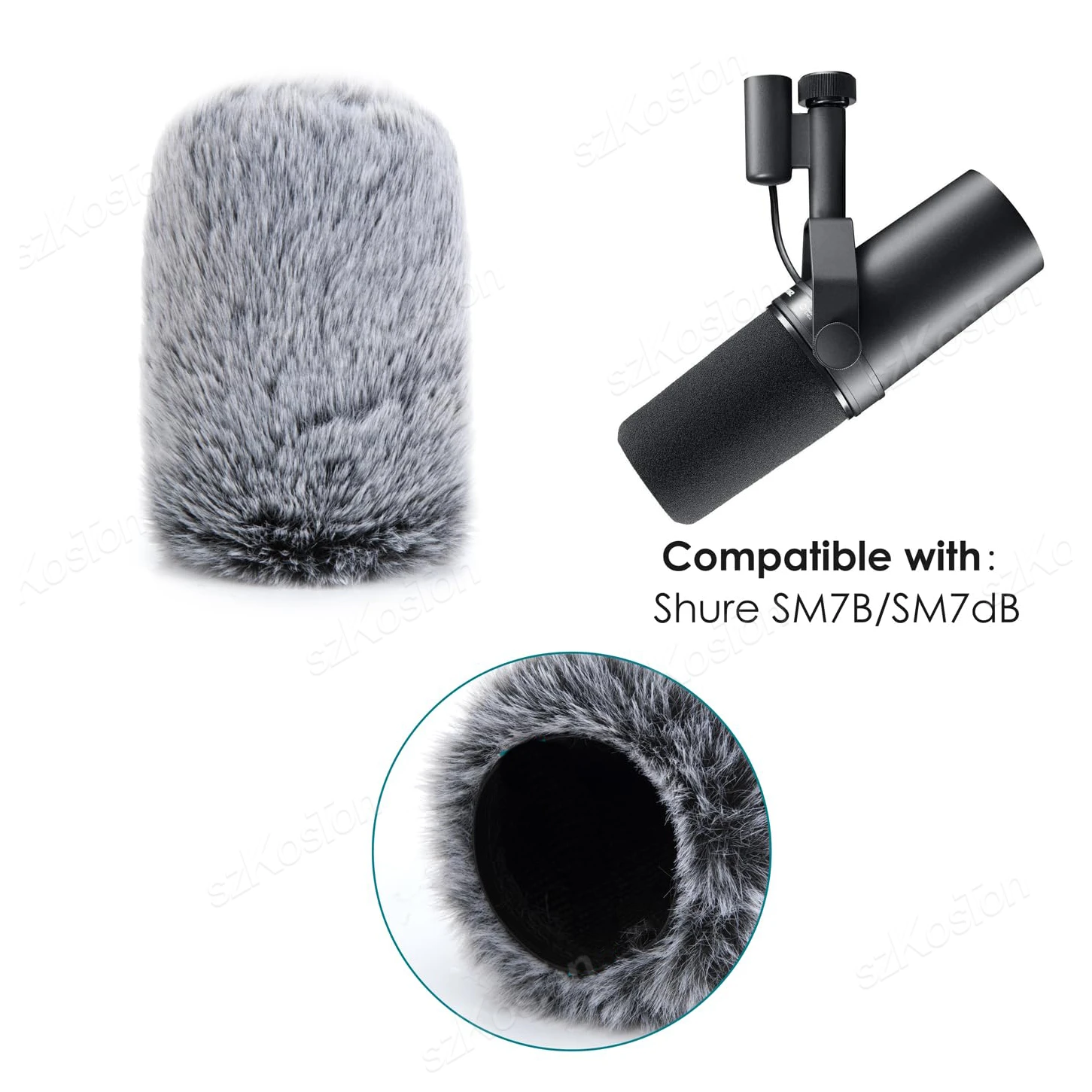 Filtro pop de redução de ruído para microfone shure sm7b capa de espuma peludo pára-brisas microfone muff capa de vento para microfone sm7db