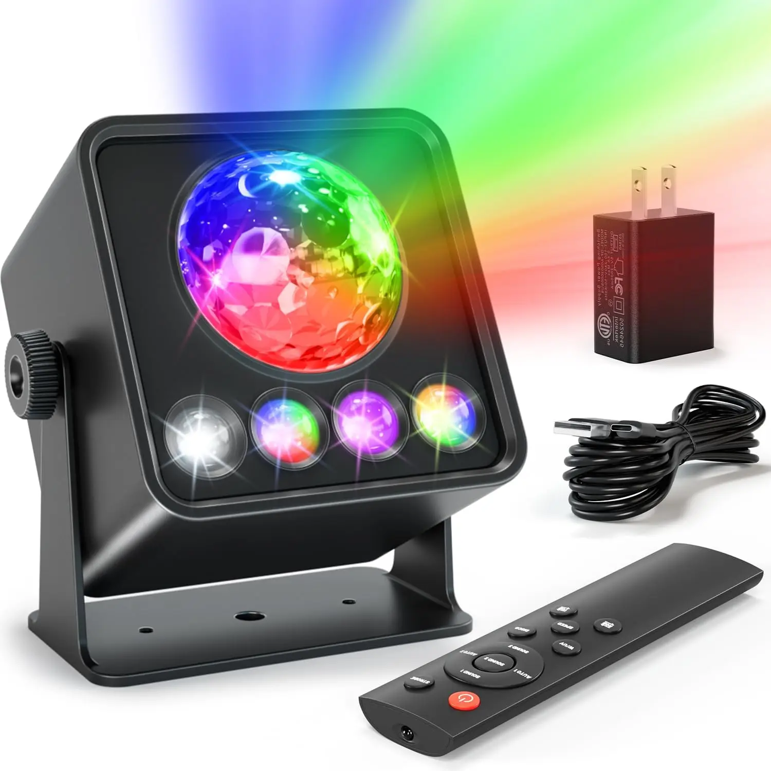 

OIEZISRO Диско-лампа для вечеринок, проектор закатного света с RGB+UV+белым+YGB и звуковым управлением