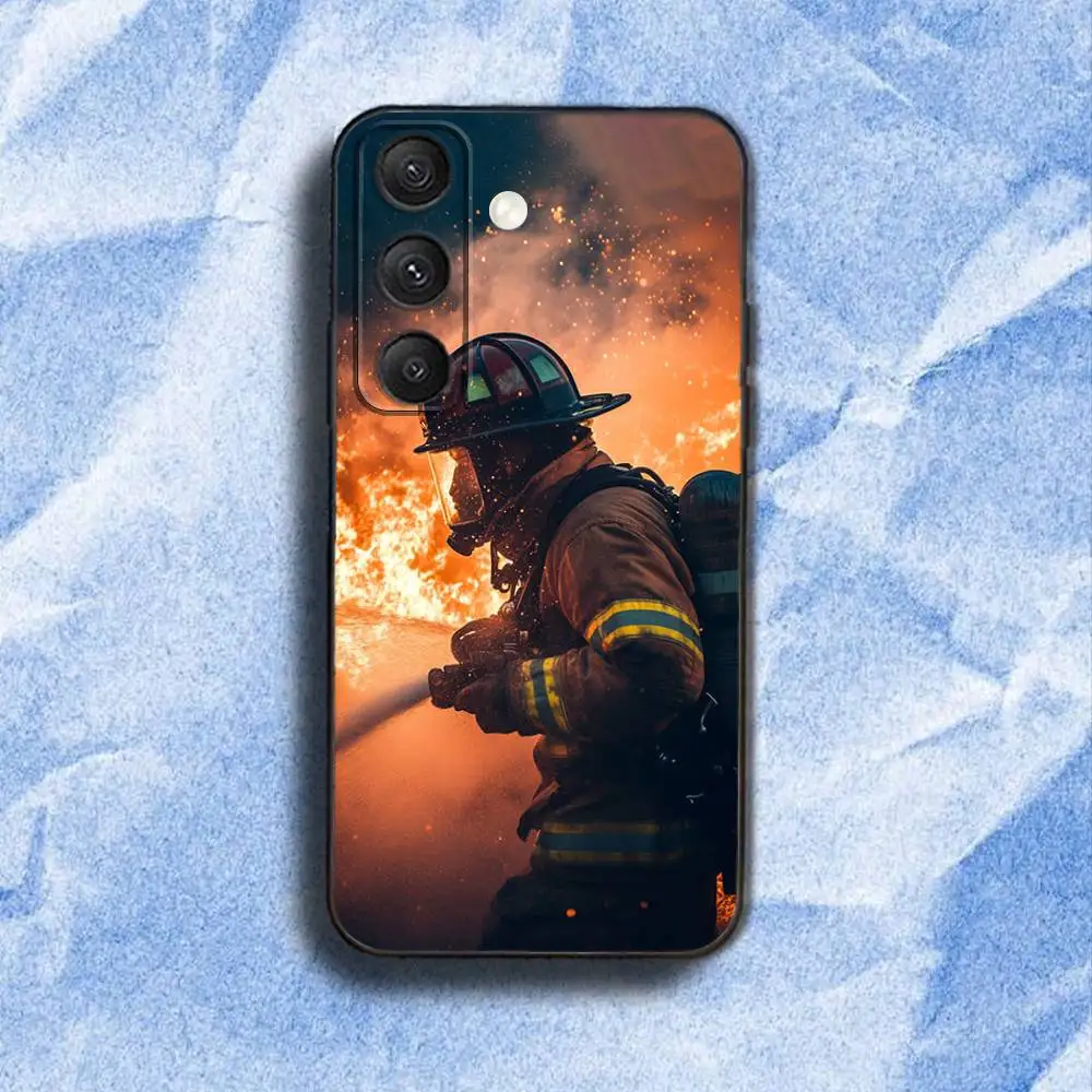 حافظة هاتف F-Fireman F-Firefighter لهاتف سامسونج S 25,24,23,22,30,21,10,9,Ultra,Plus,Lite,FE,4,5G حافظة ناعمة سوداء
