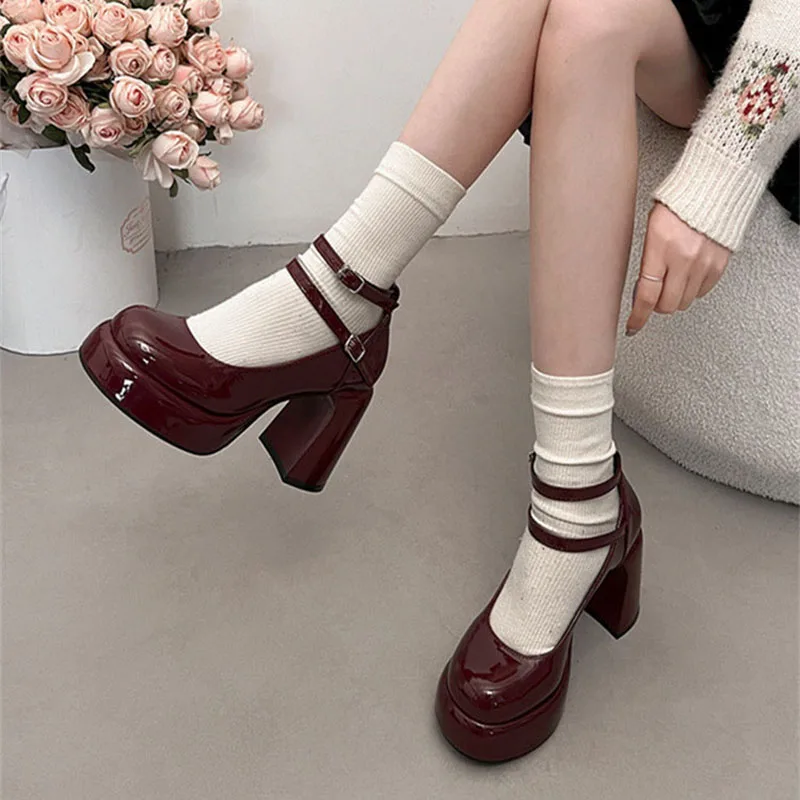 2024Spring Elegant Woman Heeled Shoes Fashion Brand New Chunky Heel Wedding Dress Shoes Spring New Pumps Classic Double Buckle