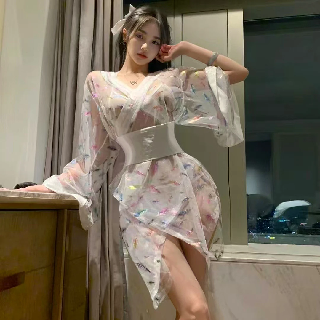 

Sexy Japanese Kimono Lingerie Tempting Uniform Cosplay Costume Dance Performance Exotic Apparel Seductive Teddies Pajamas
