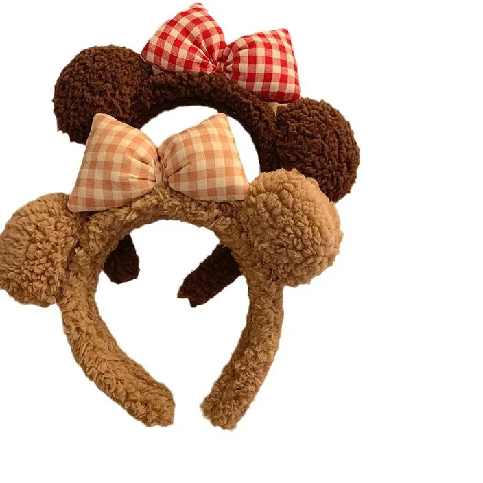 Cute Bow, Bear Ears, Plush Hair Hoops, Women\'s Face Wash, Headband, Hair Clip, Cartoon Brown Headband, Hair Accessories, Winter