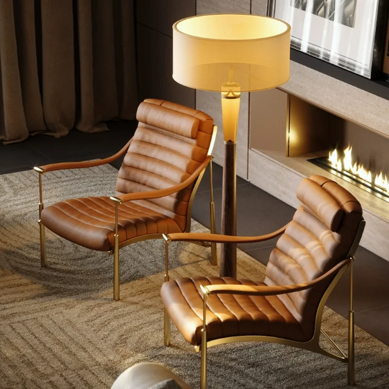 

#Modern Luxury Leisure Chair With Simple Leather Sofa Design Large Size Wood Material For Dining And Living Room For Apartments
