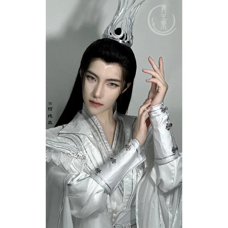 DY20アニメ Er Haと彼の白猫マスターChu Wanning TGCF Xie Lian白い服Mo Dao Zu Shiハロウィン漢服コスプレ衣装2