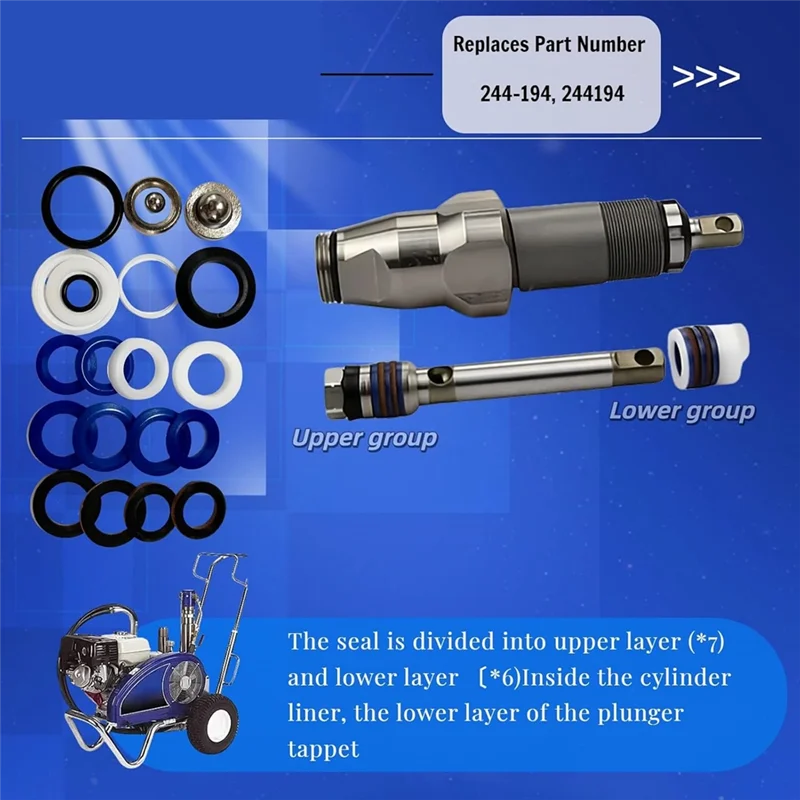 JHD لـ 390 قطع غيار بخاخ الطلاء-4-PK 244194 مجموعة تعبئة إصلاح المضخة (نماذج 210، 230، 295، 390، 395، 490، 495، 595، 3