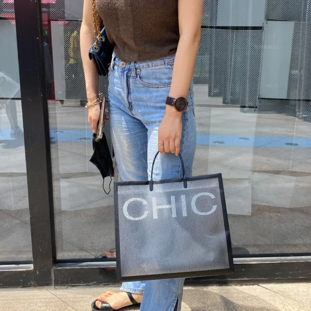 

PVC Hot Sale Shoulder Bag Waterproof Handbag Large Capacity Shopping Tote Bag Transparent Picnic Handbags Outdoor Gift Bag