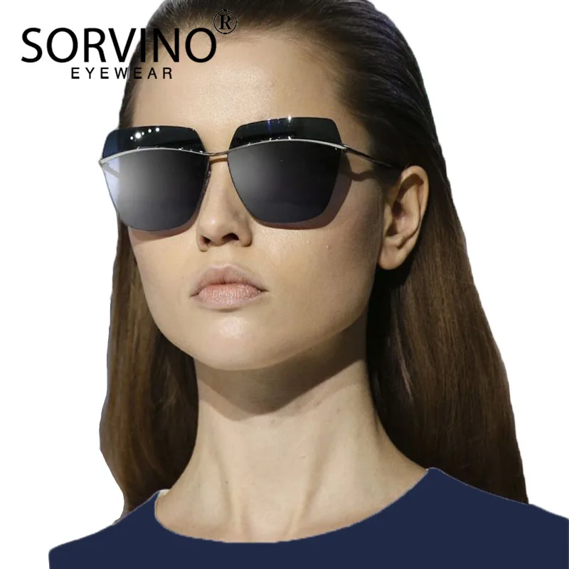 SORVINO Vintage Rimless Sunglasses Square Sunglasses Women Luxury Brand Designer Gray Gold Brown Pilot Sun Glasses Shades SP89