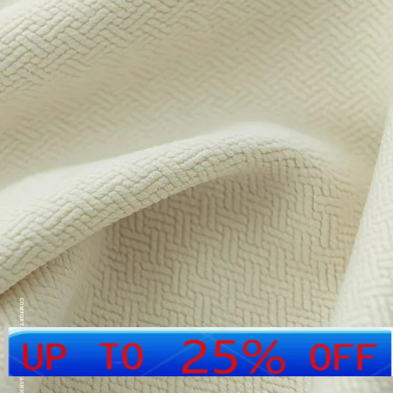 

LH Custom Linen Cream Style Curtains Jacquard Cotton Linen Curtains Cozy Semi-Blackout