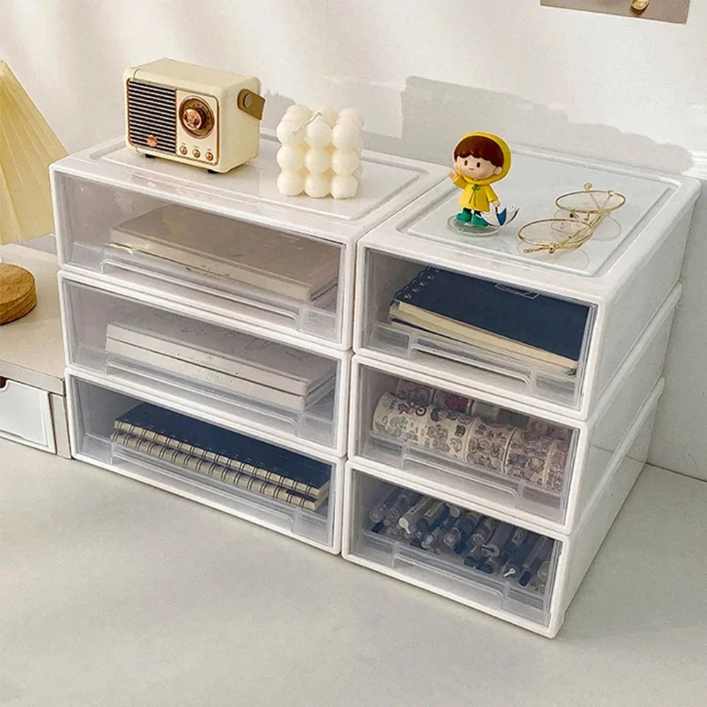 Stackable office storage box, white cosmetic drawer, jewelry container, plastic adjustable box