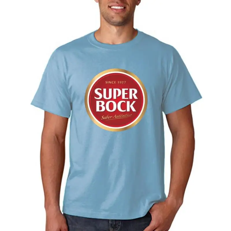 Title: mens casual fashion T-shirt round neck cool  mans Super Bock beer Portugal Fashion Printed mens T-Shirt Short Sleeve