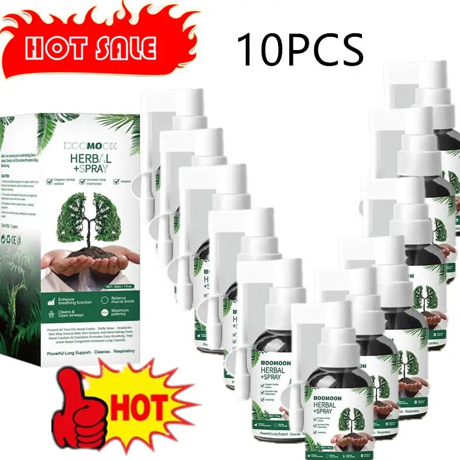 

10PCS Herbal Lung Cleanse Spray Mist-Powerful Lung Support Clean Inflammation Relieve Spray Herbal Sore Quit Smoking 30ml Throat