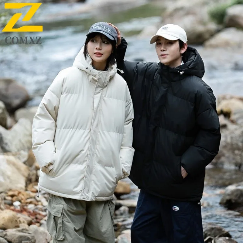

​Men Fake TwoPiece Down Cotton Padded Winter American Style Thickened Jacket Hooded BreadCoat Waterproof Windproof​ Windbreaker