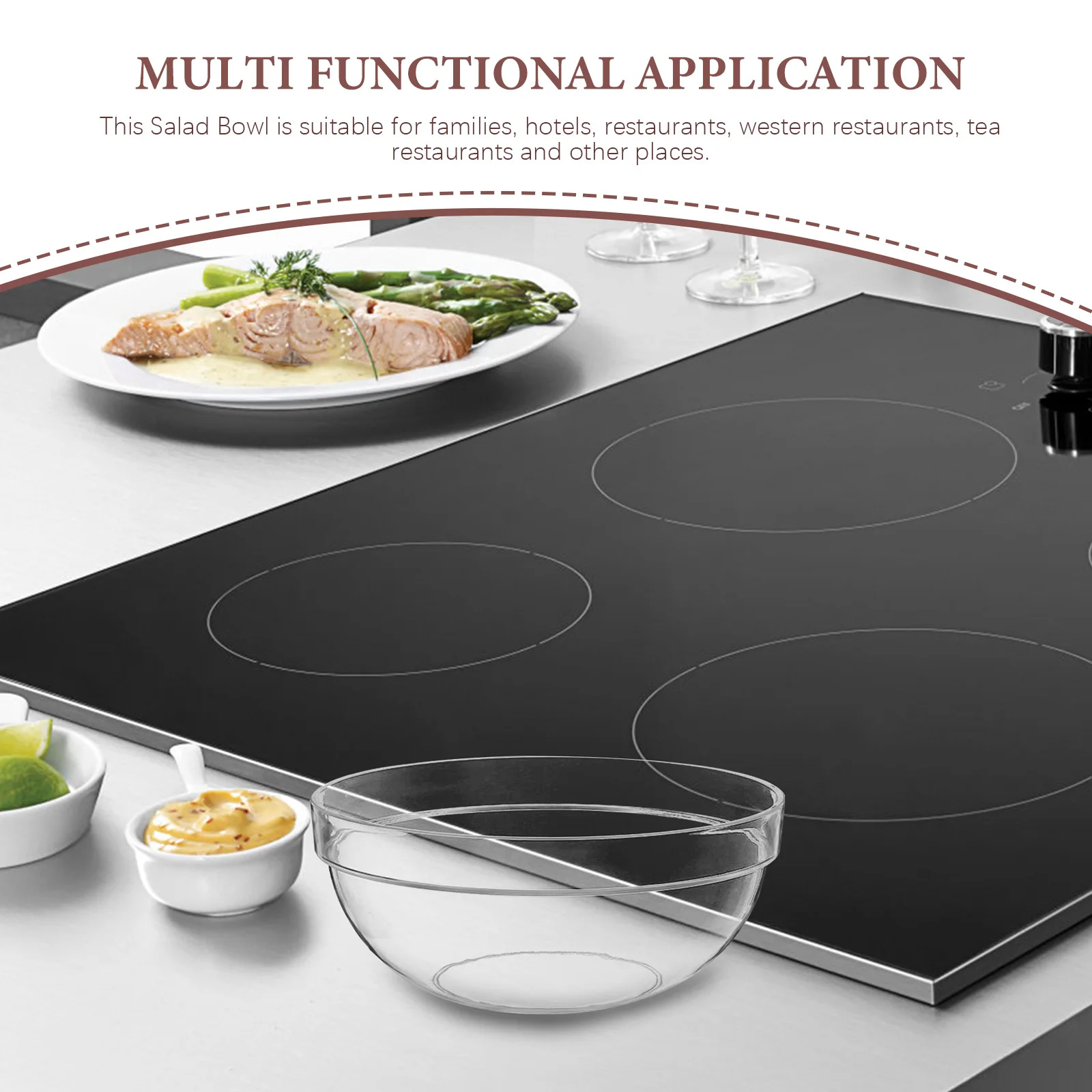 Salad Bowl Clear Fruit Food Bowl Kitchen Serving Basin For Home Restaurant Hotel Vegetable Dessert Dish Accessory