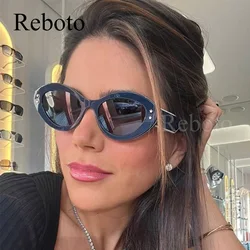 Trend Oval Cat Eye Sunglasses For Women Fashion Luxury Brand Star Decorative Ladies Sunglasses Eyewear Retro Shades Popular