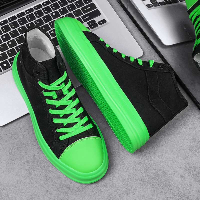 Fashion Summer Black Green High Canvas Sneakers Men Women Big Size 36-46 Breathable Platform Skateboard Shoes Mens Sneakers 2023