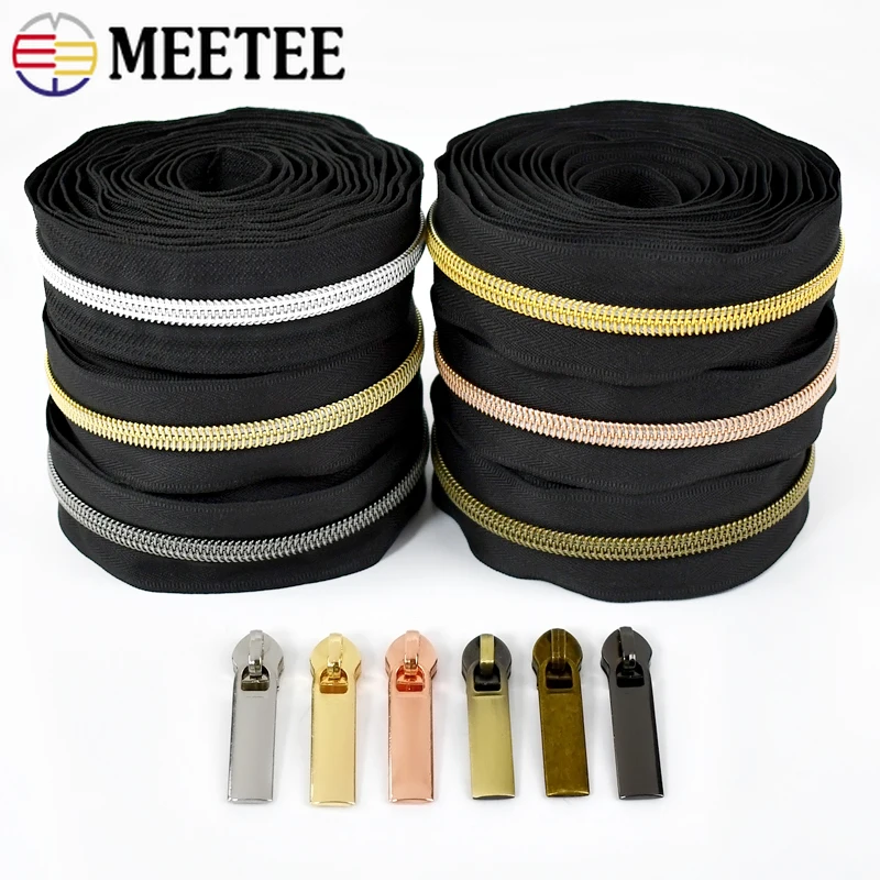 

2/5/10M 3# 5# Meetee Nylon Zippers for Sewing Bag Zips Slider Pulls Replacement Zipper Closures Garment Zip Repair Accessories