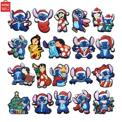 MESUCA 20pcs Christmas Stitch Shoe Charms for Clogs Bubble Slides Sandals PVC Shoe Decorations Accessories for Christmas Gift
